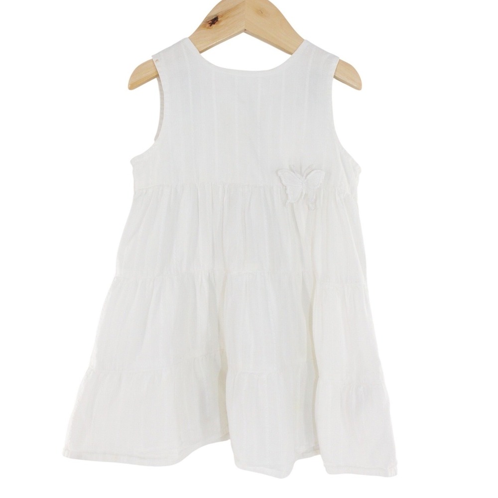 H&M Tiered Dress Butterfly Applique 1.5-2Y White